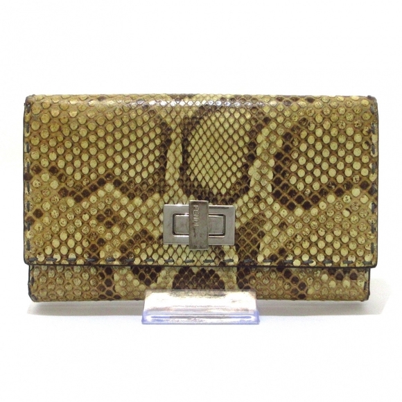 Fendi Long Wallet Python Beige Brown - Picture 1 of 10